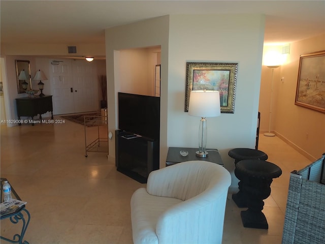 view of tiled living room