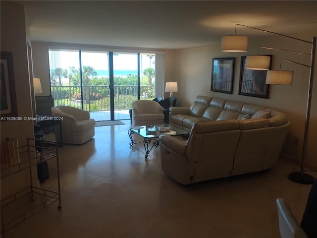 view of tiled living room