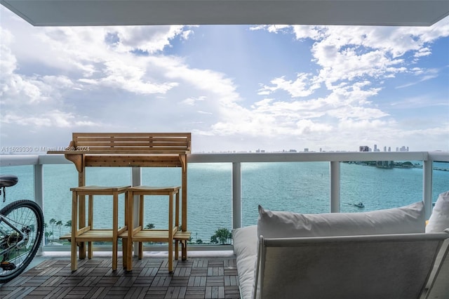 balcony with a water view