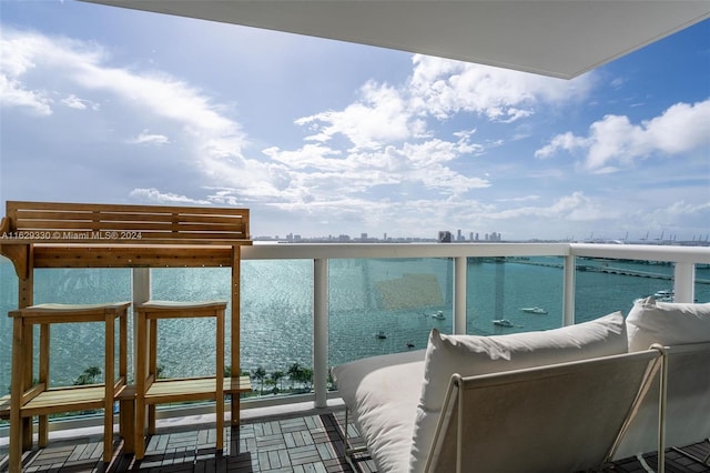 balcony with a water view