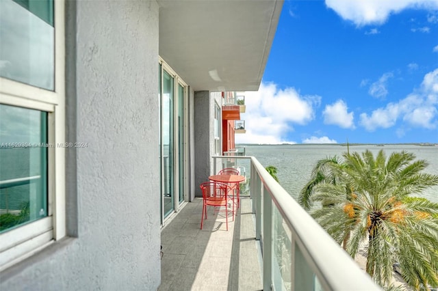 balcony with a water view