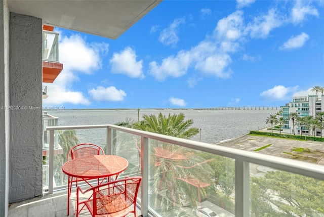 balcony with a water view