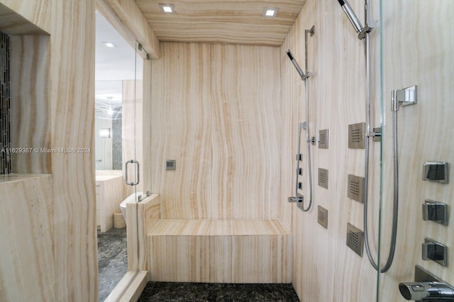 bathroom featuring walk in shower