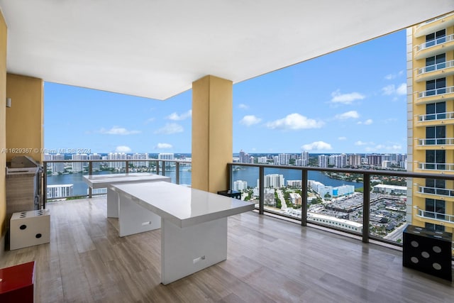 balcony with a water view