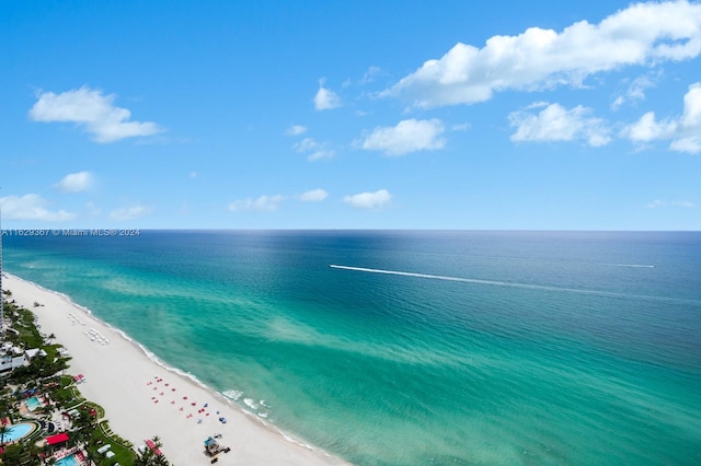 property view of water with a beach view