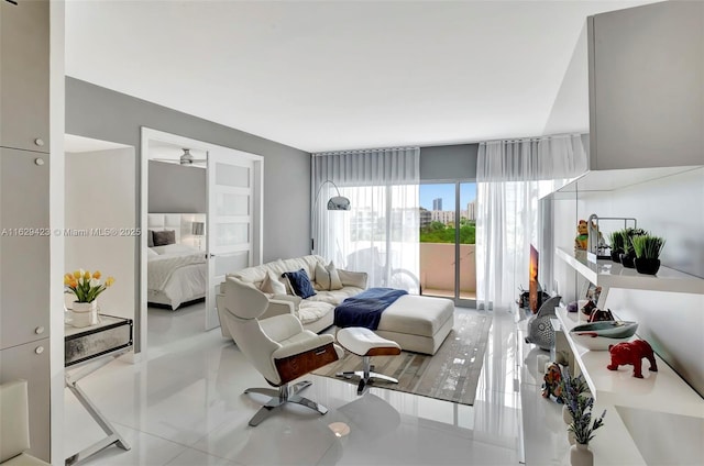 view of tiled living room