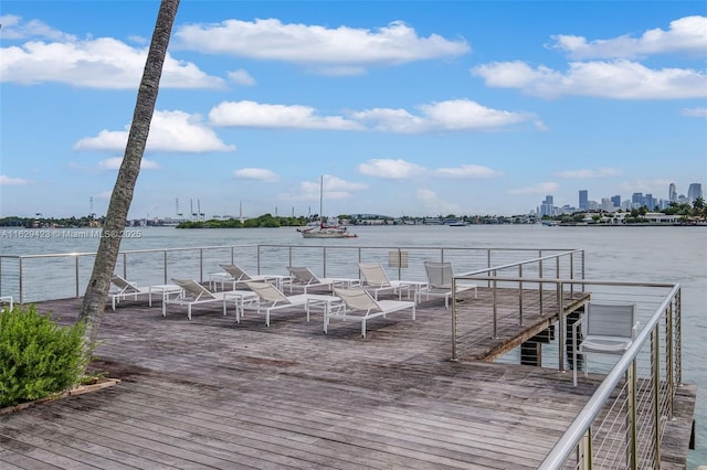 view of dock featuring a water view