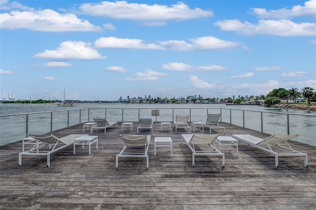 view of dock featuring a water view