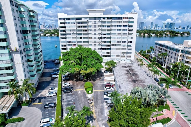 view of building exterior with a water view