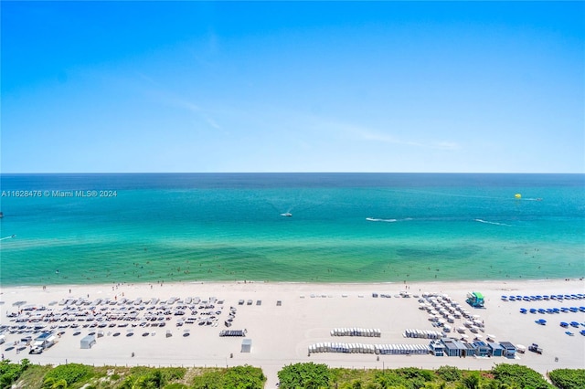 property view of water featuring a beach view