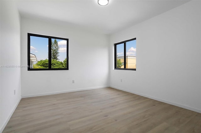 spare room featuring light wood-type flooring and a healthy amount of sunlight