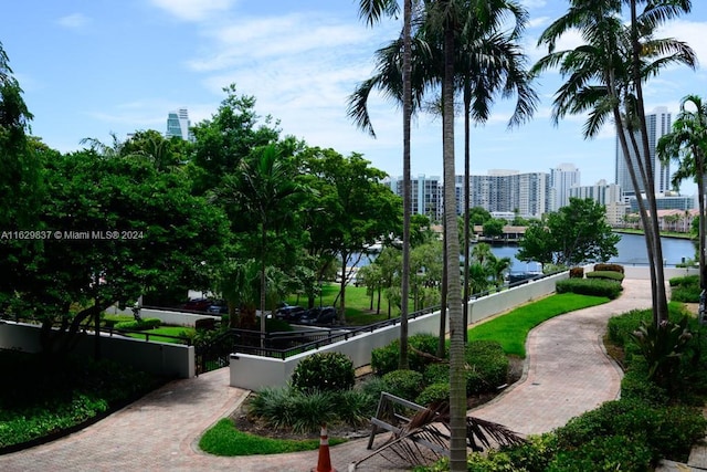 view of home's community with a water view