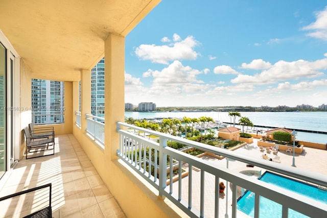 balcony with a water view