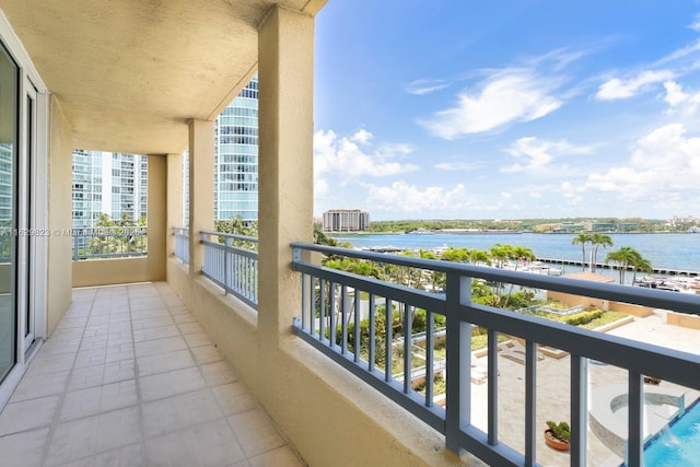 balcony with a water view