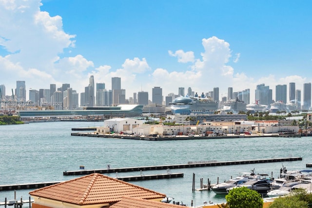 property view of water with a city view