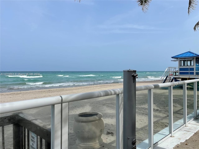 view of water feature featuring a beach view