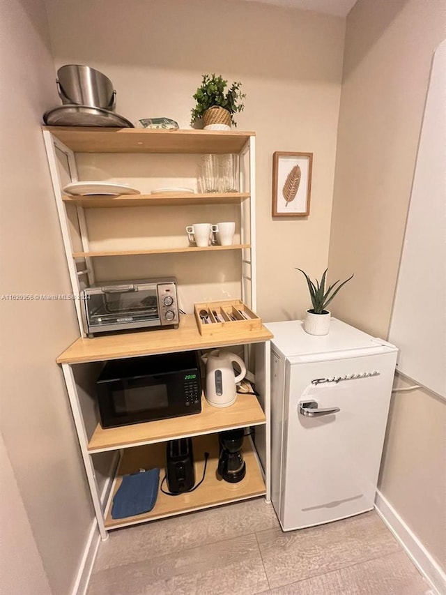 details with a toaster and baseboards