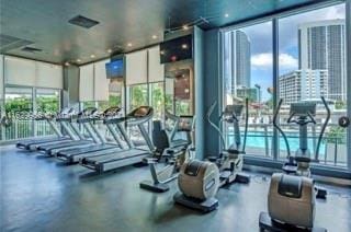 gym featuring expansive windows