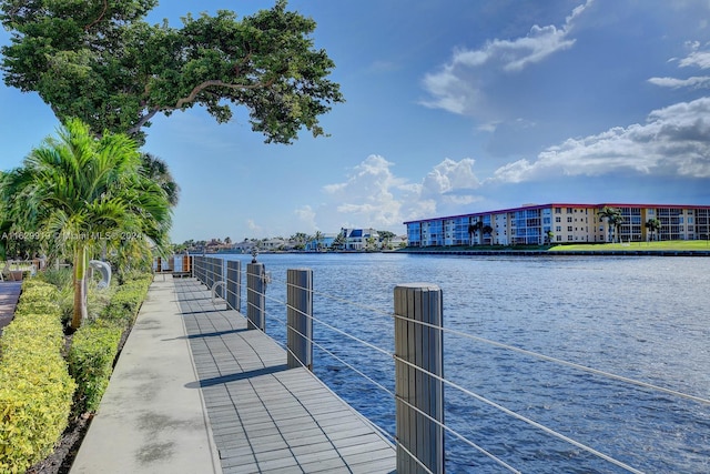 view of dock featuring a water view