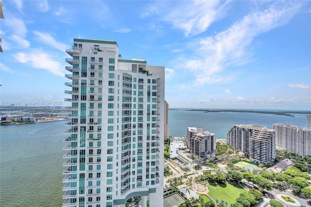 view of property with a water view