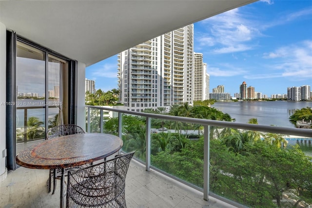 balcony with a water view