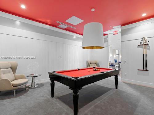 recreation room with billiards