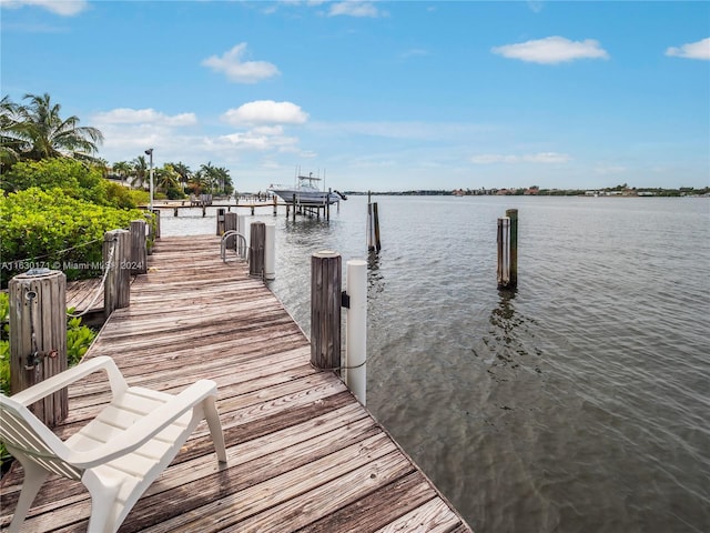 dock area featuring a water view