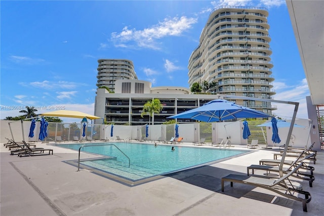 view of pool with a patio