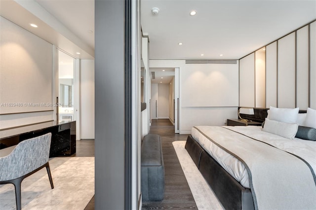 bedroom featuring dark wood-type flooring