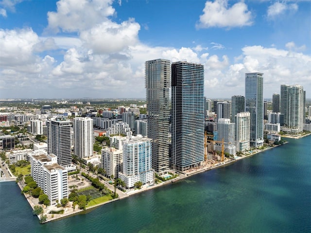 view of city with a water view