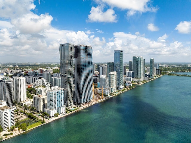 property's view of city with a water view