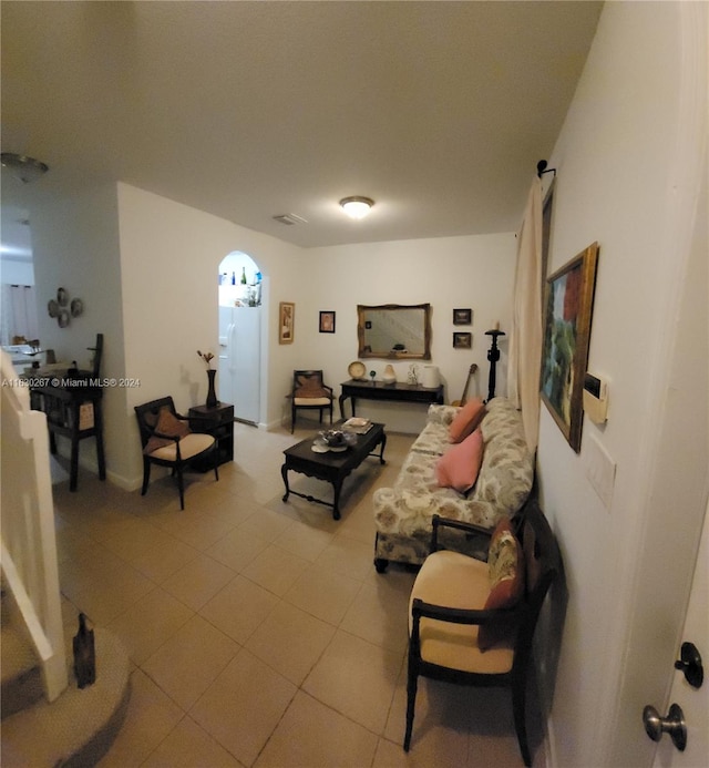 view of tiled living room