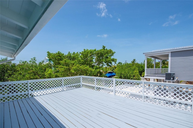 deck featuring central air condition unit