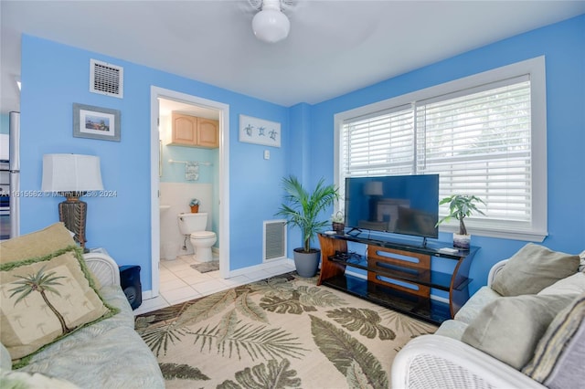 view of tiled living room