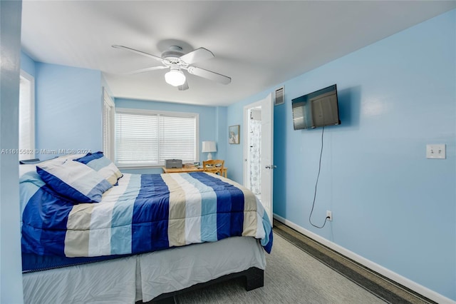 bedroom featuring ceiling fan