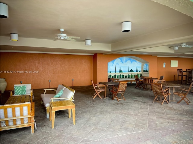 2080 S Ocean Dr Unit 701, Hallandale Beach, FL 33009 - view of patio featuring a ceiling fan and outdoor dining space