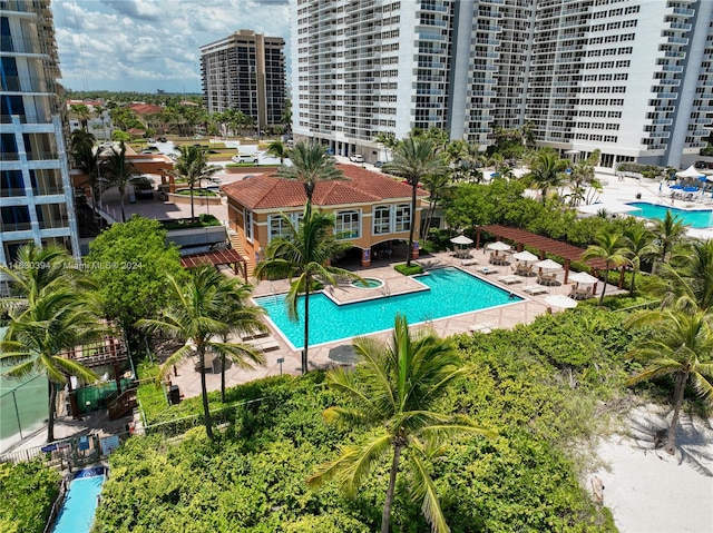 view of pool featuring a patio area