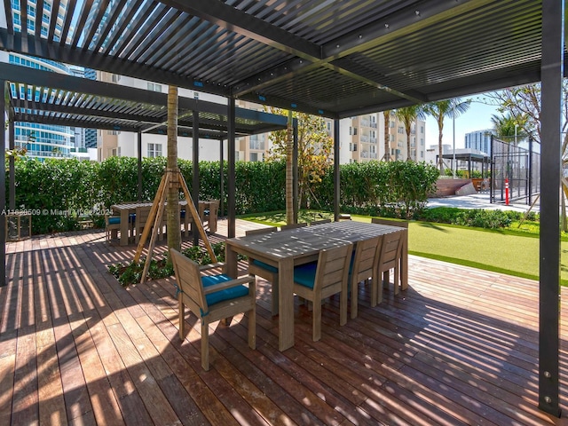 wooden deck with a pergola