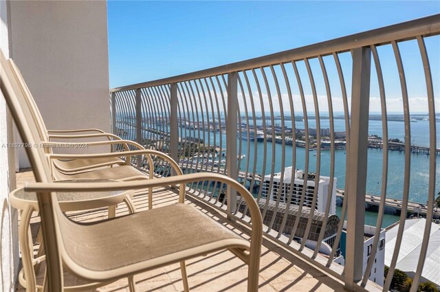 balcony with a water view