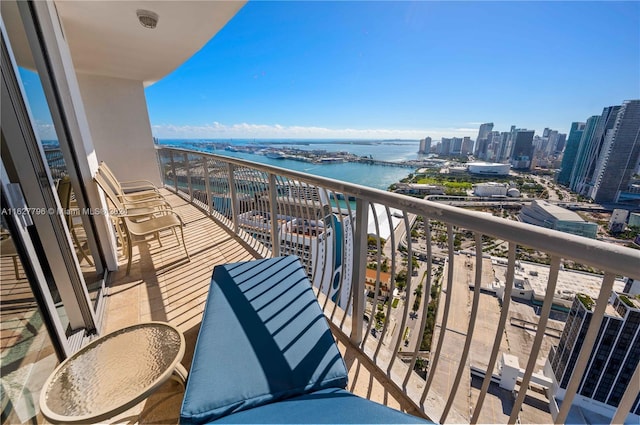 balcony with a water view