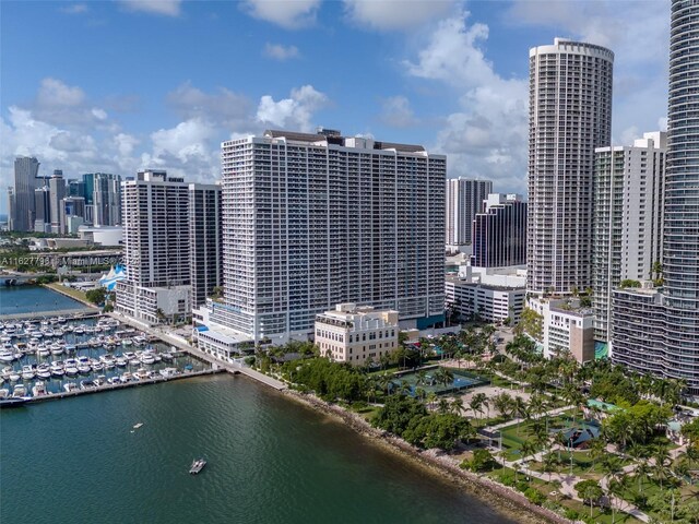 view of city with a water view