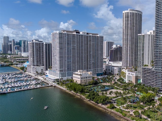 property's view of city with a water view