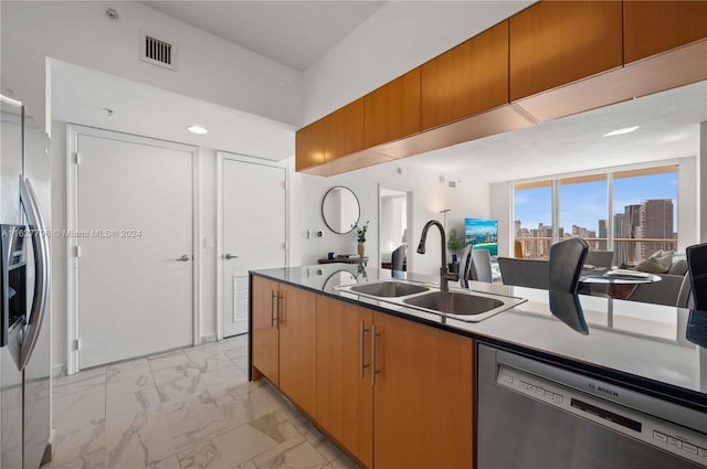 kitchen with stainless steel appliances and sink