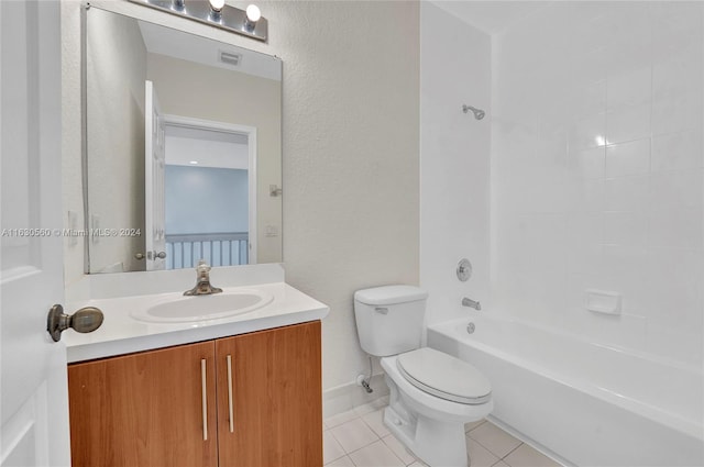 full bathroom with tile patterned floors, vanity, shower / bath combination, and toilet