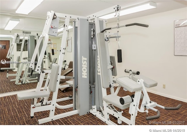 gym with carpet floors