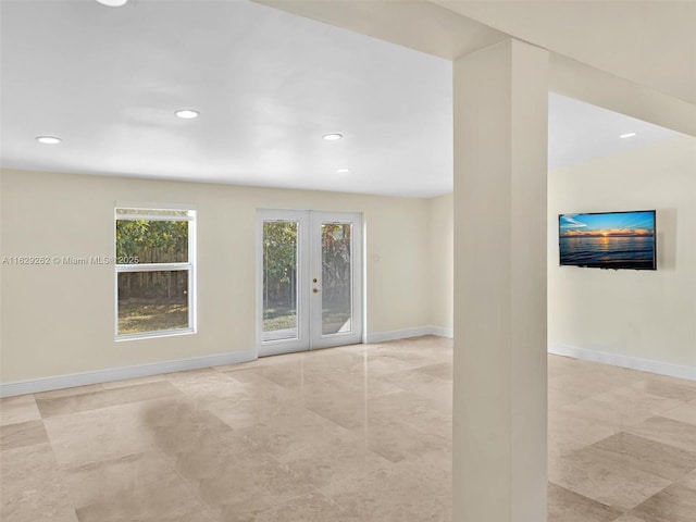 empty room featuring french doors