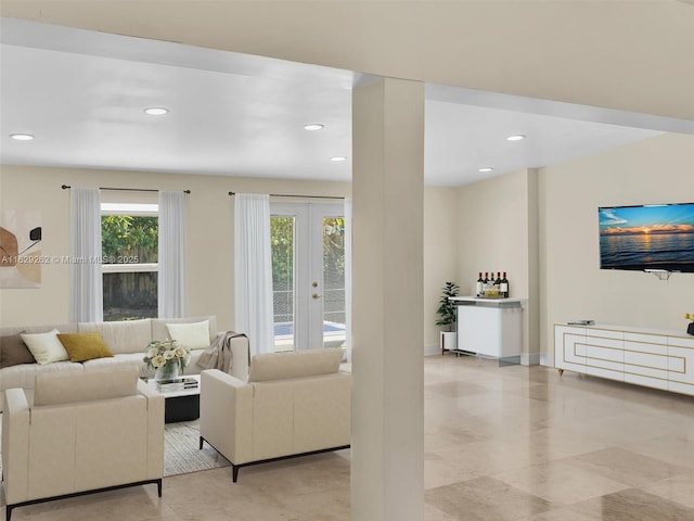 living room with french doors