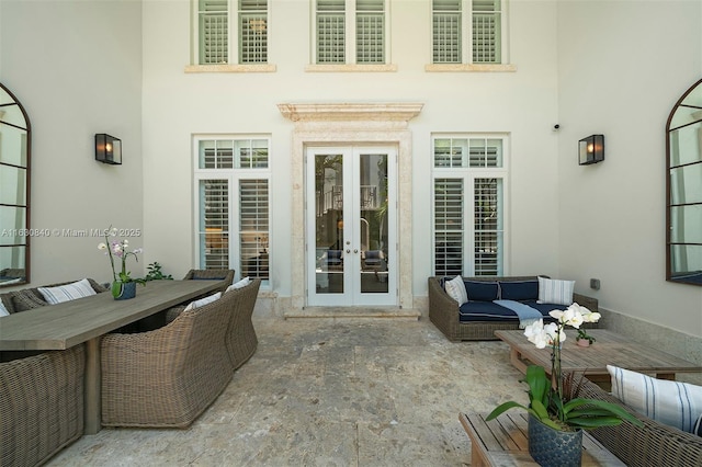 view of patio / terrace with outdoor lounge area and french doors