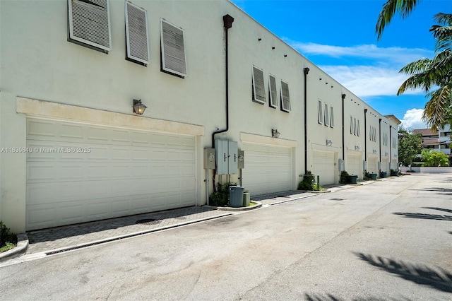 exterior space featuring a garage