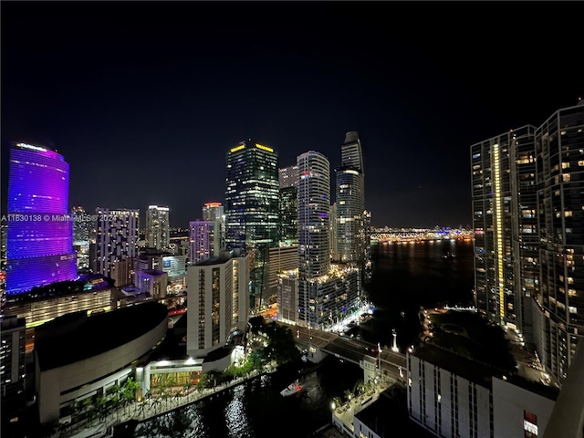 property's view of city featuring a water view